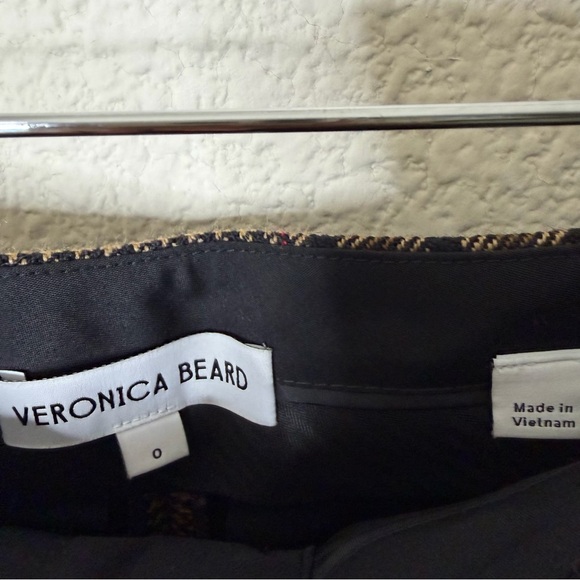 Veronica‎ Beard Tonelli Plaid Pant Camel Black Brown Tan Womens Size 0 - Picture 7 of 9